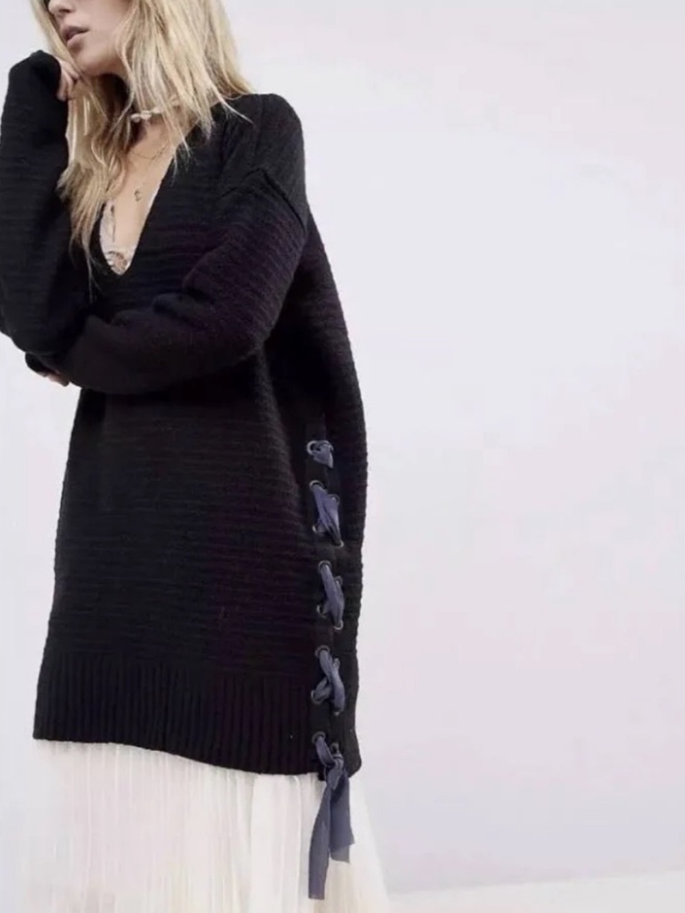 Free People Oversized Heart It Laces Sweater